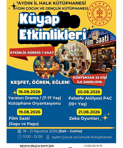 Aydın Çocuk ve Gençlik Kütüphanesi’nde 4 gün boyunca etkinlik düzenlenecek