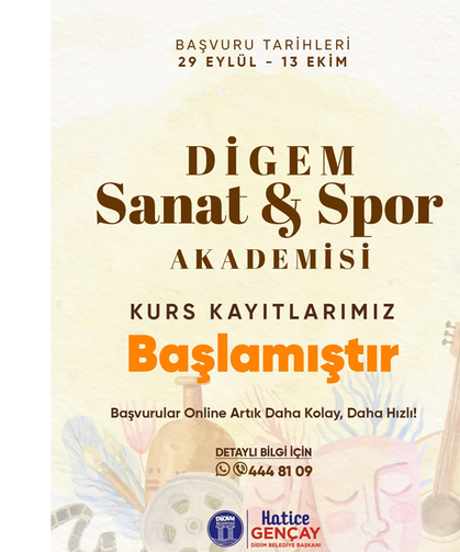 Didim Belediyesi DİGEM sanat ve spor akademisi’nde kurs kayItlarI başladı
