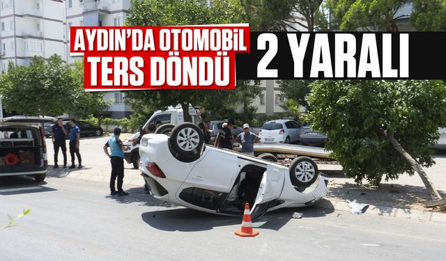 Aydın'da otomobil ters döndü; 2 yaralı