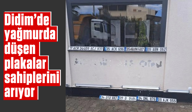 Didim'de yağmurda düşen plakalar sahiplerini arıyor