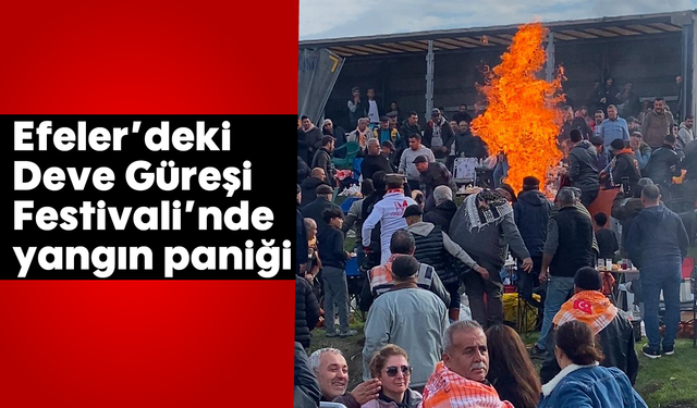 Efeler’deki Deve Güreşi Festivali’nde yangın paniği