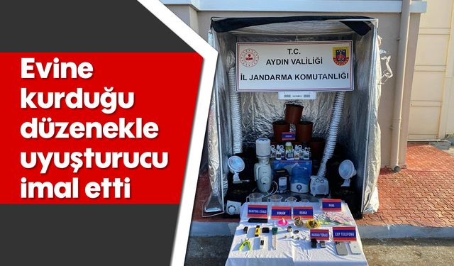 Evine kurduğu düzenekle uyuşturucu imal etti