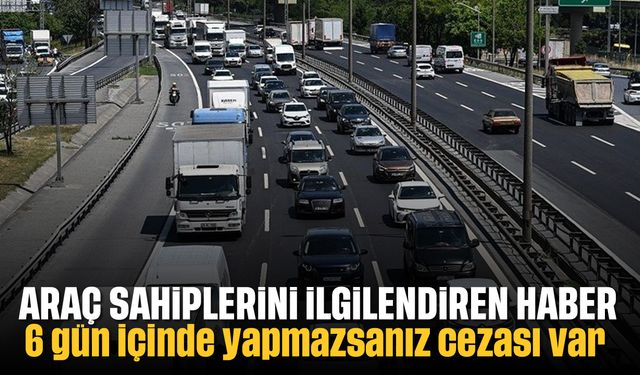 Milyonlarca araç sahiplerini ilgilendiren haber: 6 gün içinde yapmazsanız cezası var