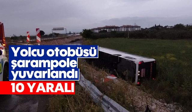 Yolcu otobüsü şarampole yuvarlandı: 10 yaralı