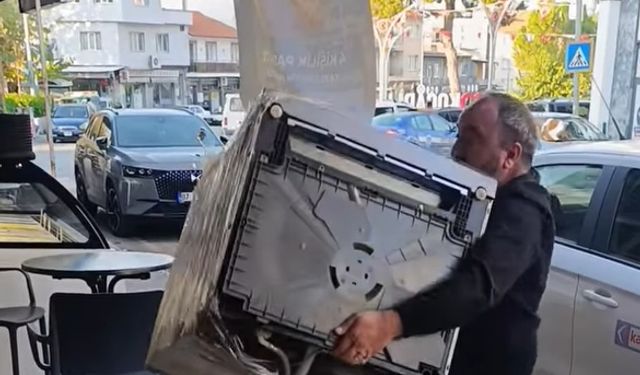 Aydın'da mağazaya kızdı, makineyi yere attı