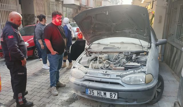 Aydınlı esnaf alev alan aracı böyle kurtardı