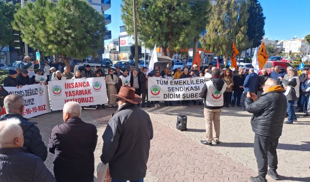 Didim'de emekliler zam için alanlara çıktı