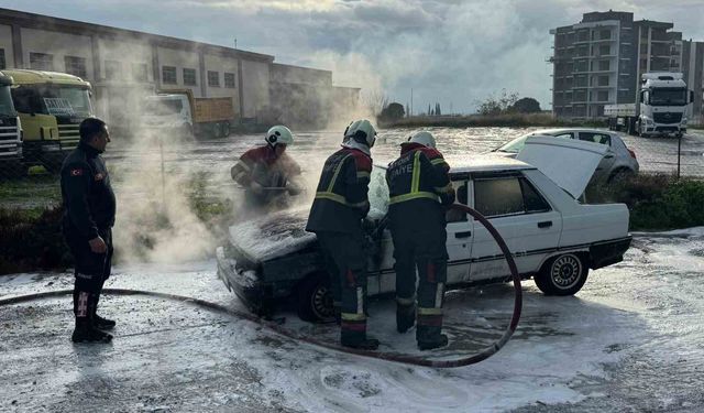 Aydın'da otomobil cayır cayır yandı