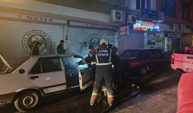 Çarşıyı panik sardı: Nazilli’de otomobil yangını