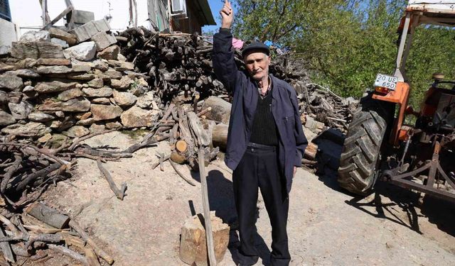 Aydınlı Salih amca ağızları açık bıraktı: 94 Yaşında odun kesiyor, dinçliğiyle hayran bırakıyor