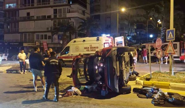 Kuşadası’nda otomobil takla attı: Sürücü yaralandı