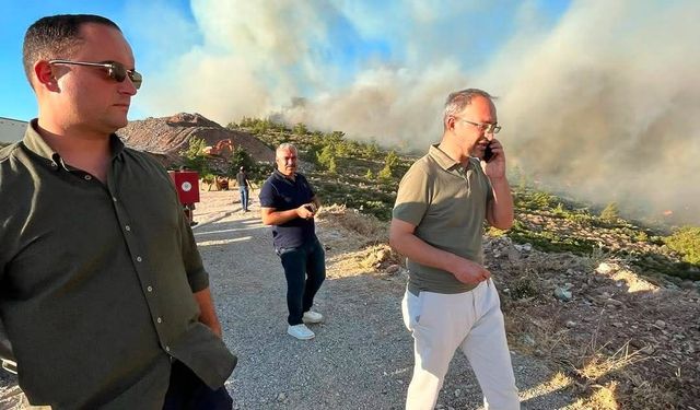 AK Parti Didim heyeti Bozbük'teki yangına müdahaleyi yerinde inceledi