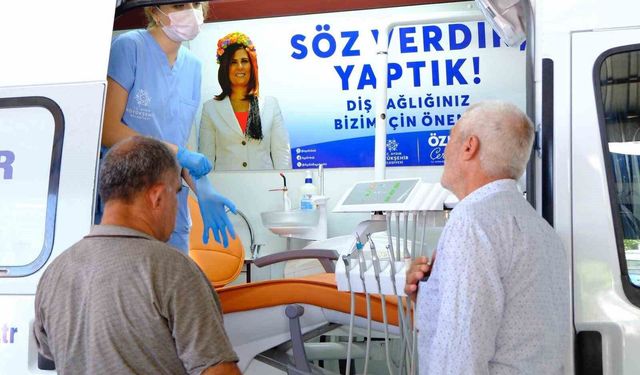 Aydın Büyükşehir Belediyesi Mobil Ağız ve Diş Sağlığı Klinikleri’ne vatandaşlardan yoğun ilgi
