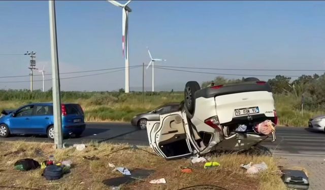 Aydın’da kaza sonrası araç ters döndü; 4 yaralı