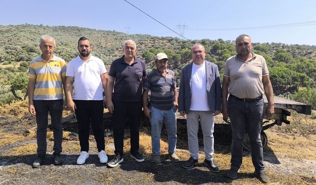 Karakoz, yangın mağduru çiftçiyi yalnız bırakmadı