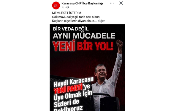 CHP Karacasu İlçe Başkanlığı’ndan ilginç Paylaşım: "Yeni Parti’ye Üye Olmaya Bekliyoruz"