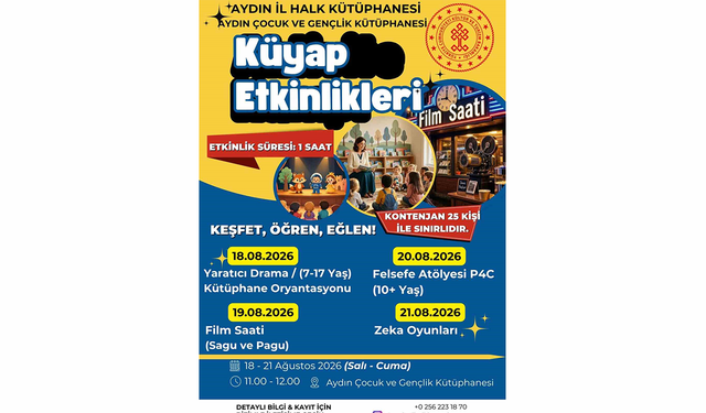 Aydın Çocuk ve Gençlik Kütüphanesi’nde 4 gün boyunca etkinlik düzenlenecek