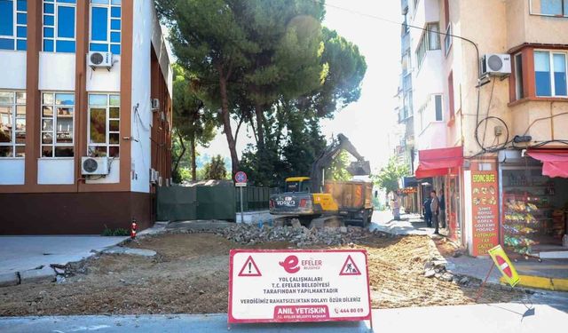 Efeler’de adliye yanında yol yenileme çalışması başladı