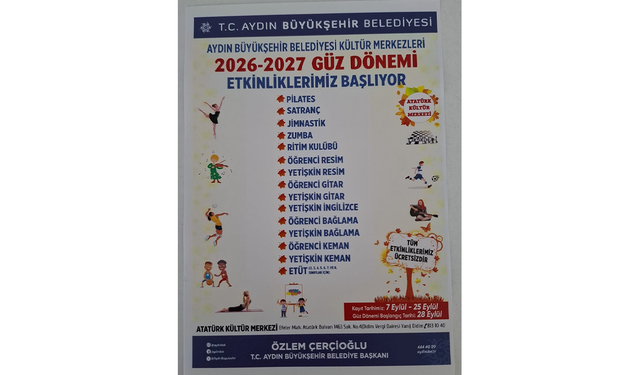 Aydın BŞB'nin Didim’deki ücretsiz güz dönemi kurs kayıtlar başladı