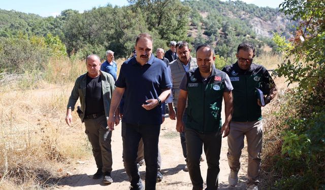 Karacasu'da Kaymakam Battal’dan Güzelköy-Çamköy sulama hattı’nda inceleme