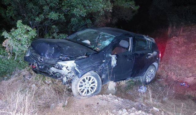 Aydın'da otomobil tarlaya uçtu