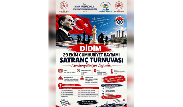 Didim'de 29 Ekim Cumhuriyet Bayramı satranç turnuvası düzenleniyor