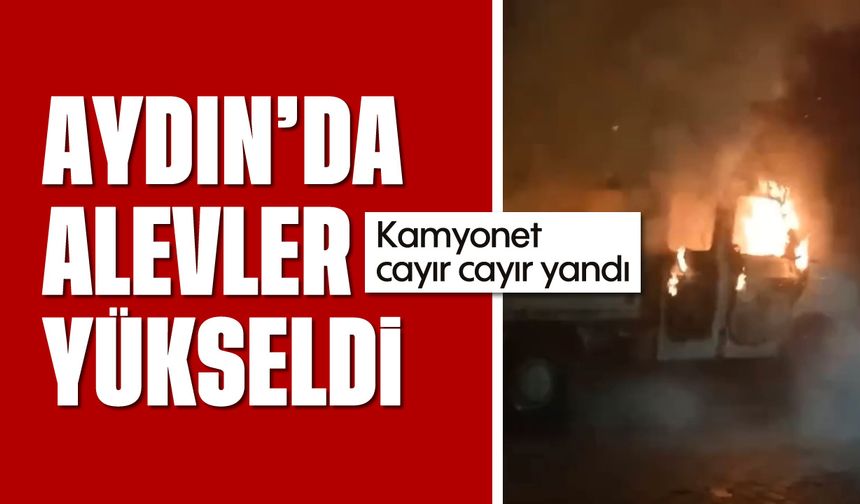 Aydın'da alevler yükseldi: Kamyonet cayır cayır yandı