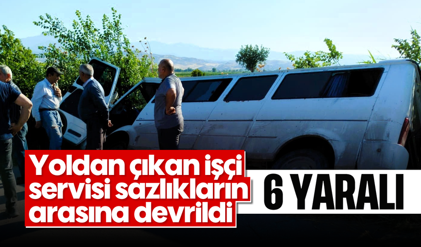 Yoldan çıkan işçi servisi sazlıkların arasına devrildi