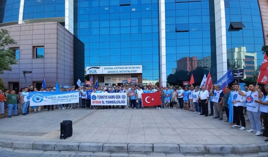 Aydın'da memurlar, iş bıraktı