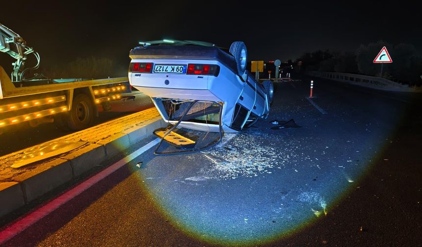 Atça’da yol çalışması kazaya neden oldu: Sürücü takla atan araçtan yaralı kurtuldu