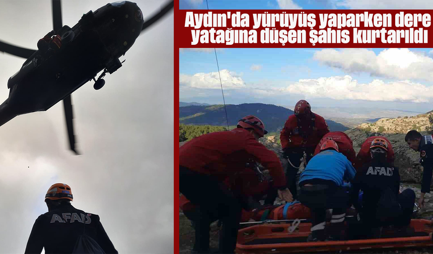 Aydın'da yürüyüş yaparken dere yatağına düşen şahıs kurtarıldı