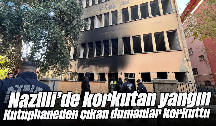 Nazilli’de korkutan yangın: Kütüphaneden çıkan dumanlar korkuttu