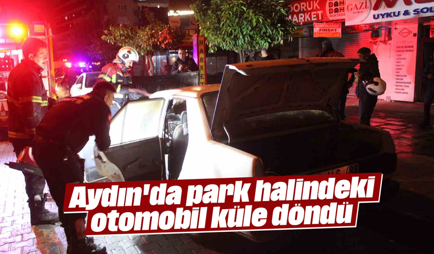 Aydın'da park halindeki otomobil küle döndü