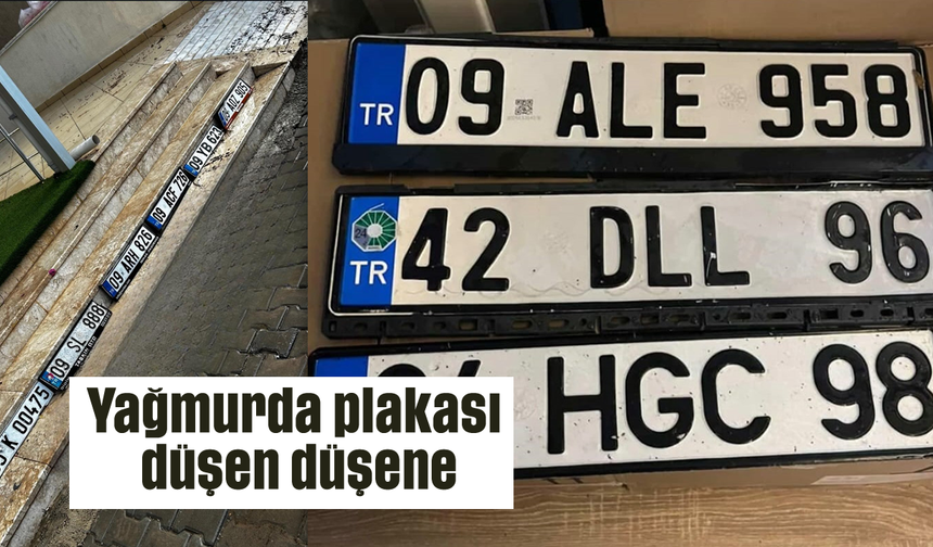 Yağmurda plakası düşen düşene