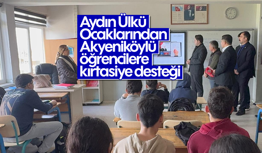 Aydın Ülkü Ocaklarından Akyeniköylü öğrencilere kırtasiye desteği