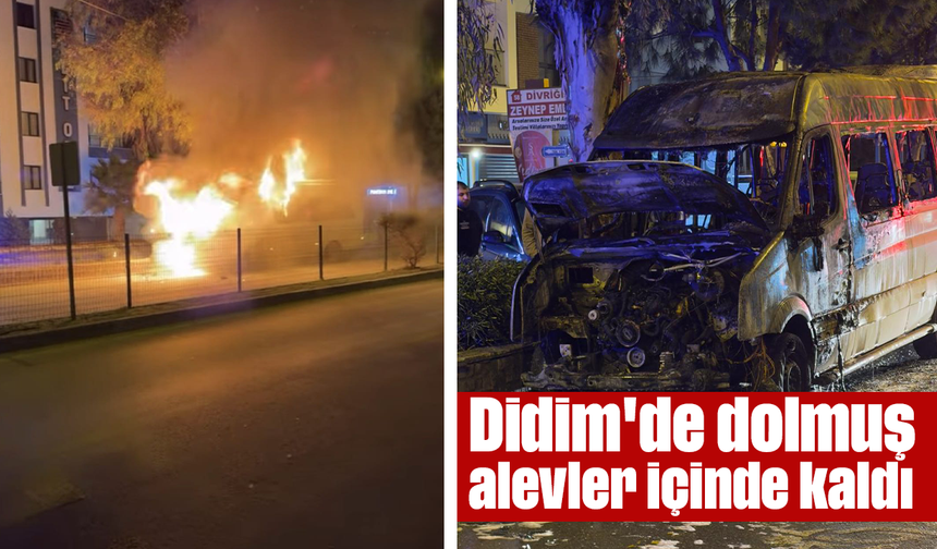Didim'de dolmuş alevler içinde kaldı