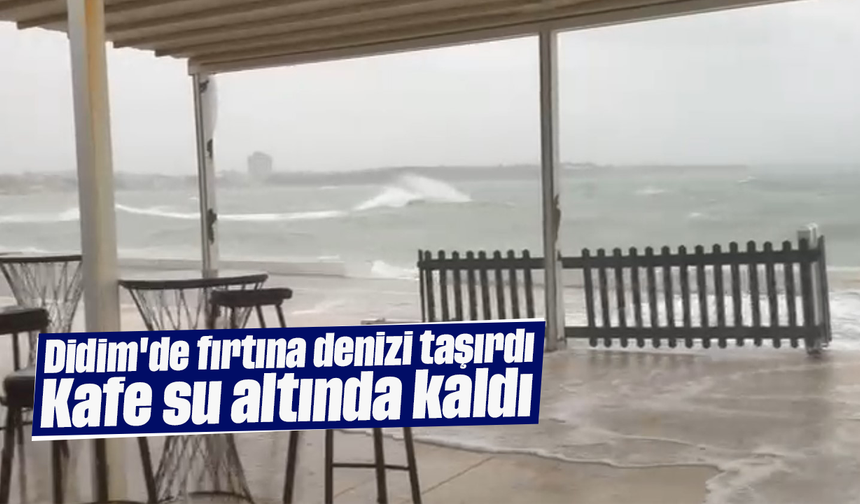 Didim'de fırtına denizi taşırdı: Kafe su altında kaldı
