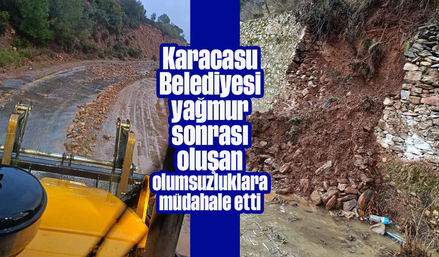 Karacasu Belediyesi, yağmur sonrası oluşan olumsuzluklara müdahale etti