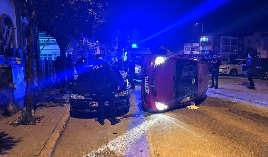 Nazilli'de 79 yaşındaki sürücü korkuttu: Otomobili yan yattı