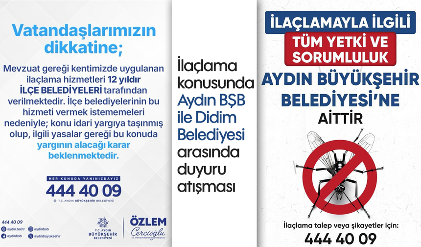 İlaçlama konusunda Aydın BŞB ile Didim Belediyesi arasında duyuru atışması
