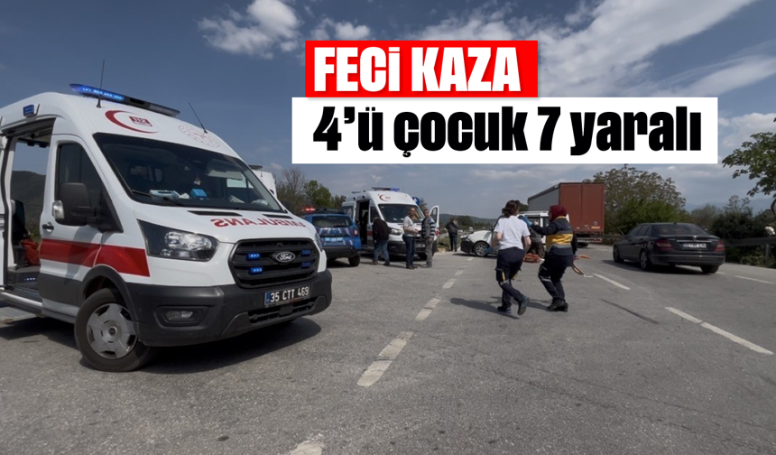 Otomobil ile hafif ticari araç çarpıştı: 4'ü çocuk 7 yaralı