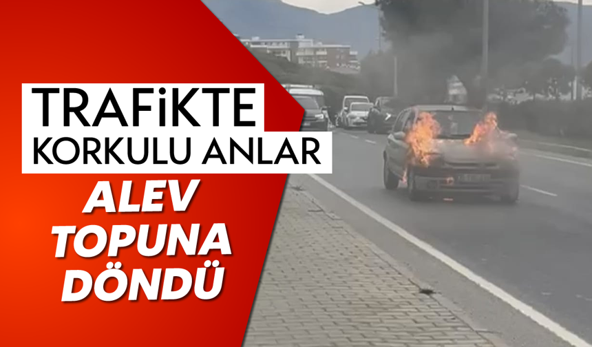 Kuşadası'nda araç yangını: Alev topuna döndü