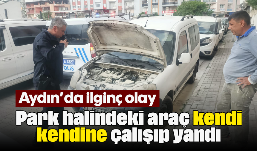 Aydın’da ilginç olay: Park halindeki araç kendi kendine çalışıp yandı