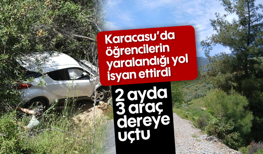 Karacasu'da öğrencilerin yaralandığı yol isyan ettirdi: 2 ayda 3 araç dereye uçtu