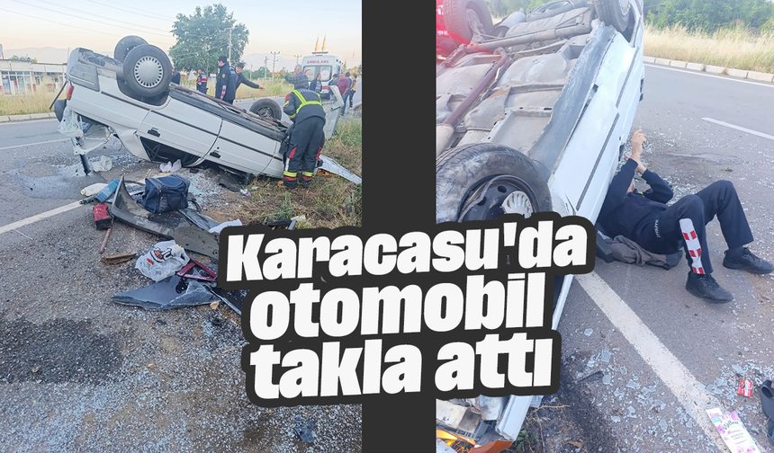 Karacasu'da otomobil takla attı