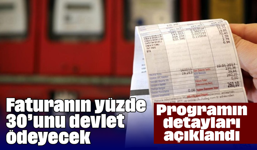 Faturanın yüzde 30’unu devlet ödeyecek: Programın detayları açıklandı