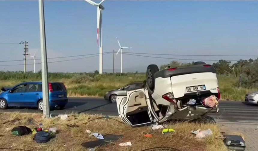 Aydın’da kaza sonrası araç ters döndü; 4 yaralı