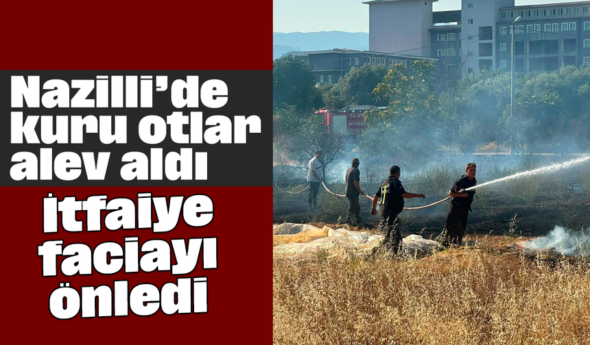 Nazilli’de kuru otlar alev aldı: İtfaiye faciayı önledi