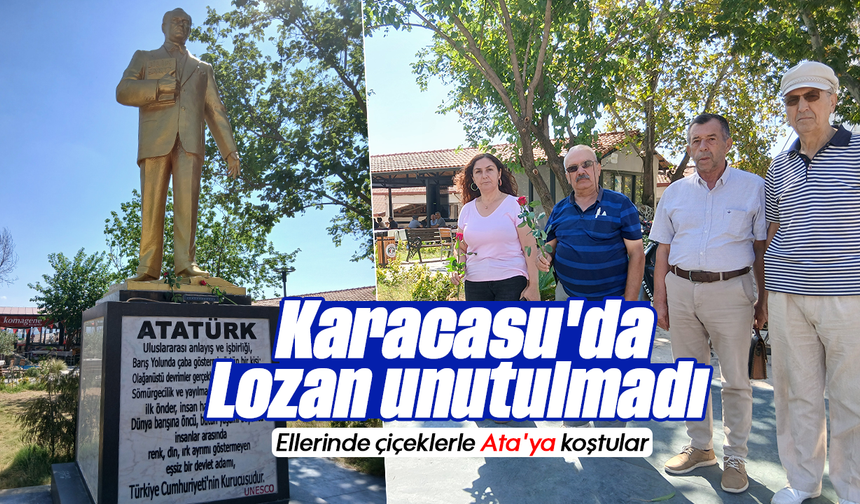 Karacasu'da Lozan unutulmadı: Ellerinde çiçeklerle Ata'ya koştular