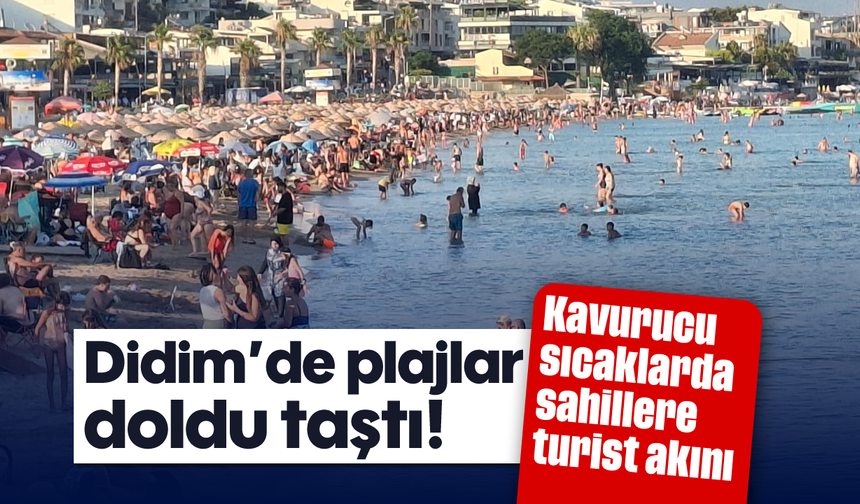 Didim’de plajlar doldu taştı! Kavurucu sıcaklarda sahillere turist akını